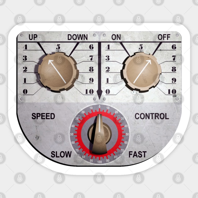 1940s Rocket Man Controller Chest Panel - Weathered Version Sticker by Out of Memory